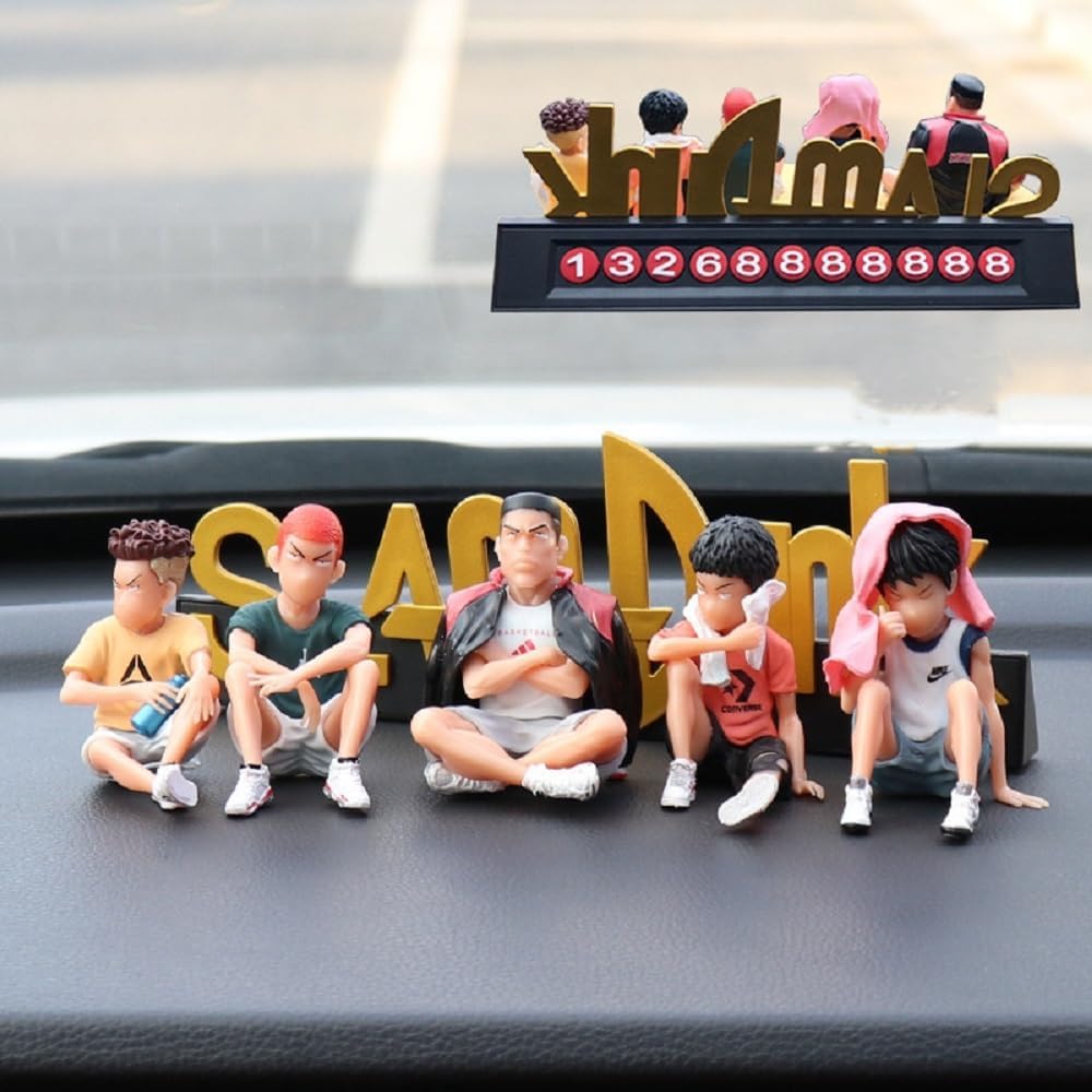 Slam Dunk Sakuragi Hanamichi Ryota Miyagi Kaede Rukawa 5 Piece Set Model Toys, Car Accessories, Anime Characters Sakuragi Hanamichi, Kaede Rugawa Car Interior Accessories