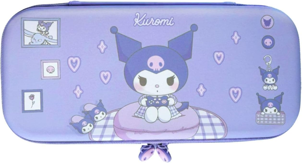 Allone (アローン) Gaming EVA Color Case Sanrio Characters 2, Kuromi, 5.7×1.6×11.8 inches Switch 2 Compatible, Convenient for Carrying, Protects from Scratches and Stains, Double Zipper, Inner Pocket
