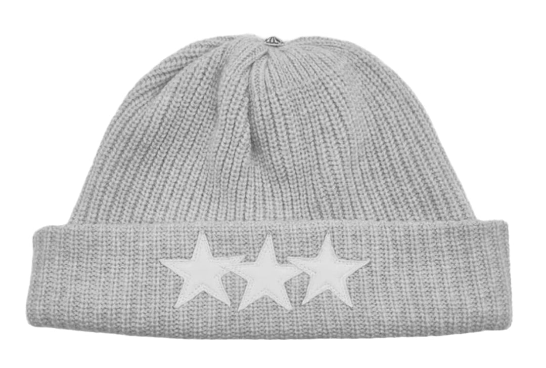 CHROME HEARTS 'TRIPLE STAR PATCH' GREY BEANIE