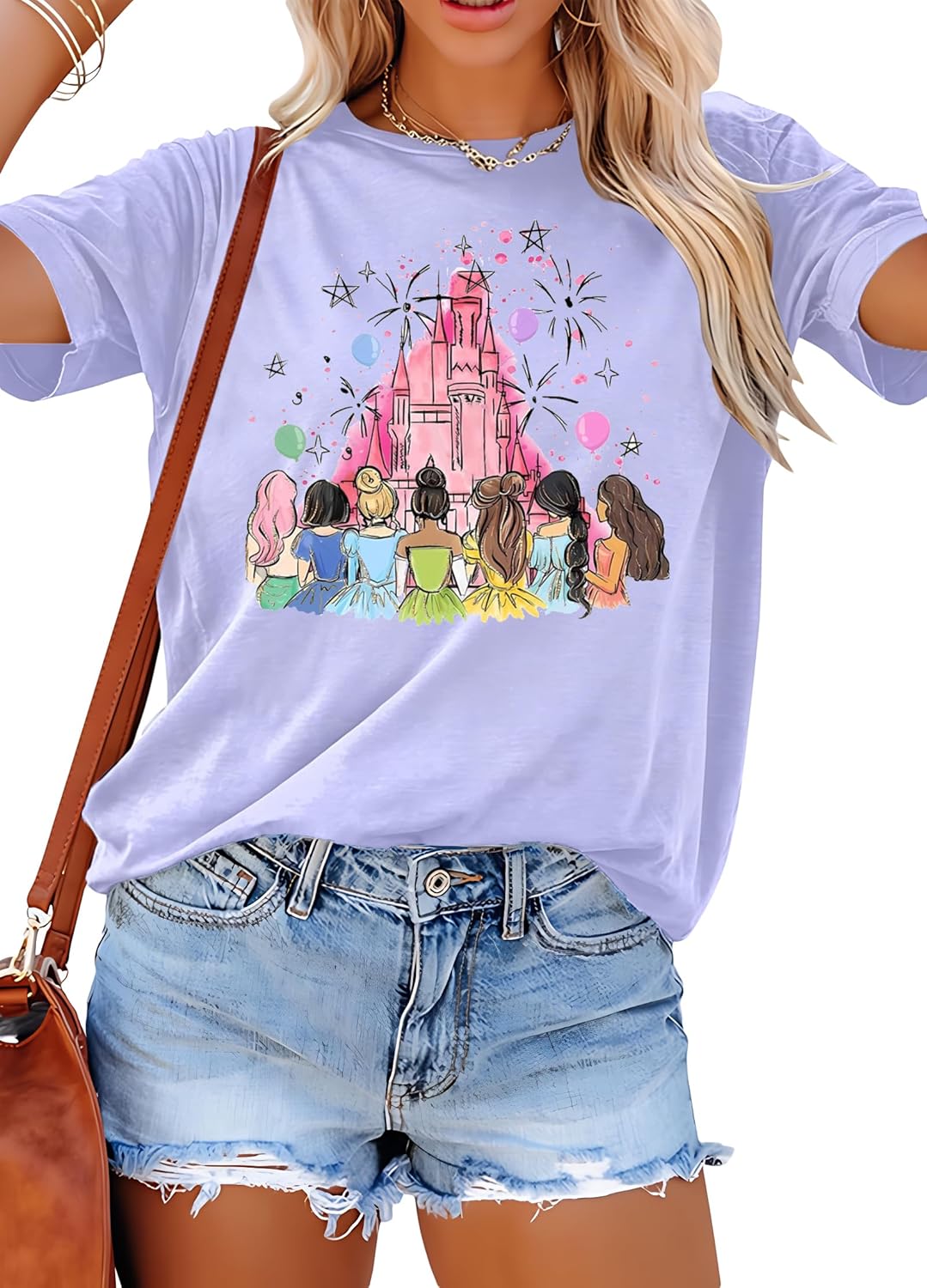 Camisetas de princesa mágica para mujer: camiseta de Magic Kingdom, camiseta de princesa, divertida camiseta familiar para vacaciones, camiseta casual para vacaciones