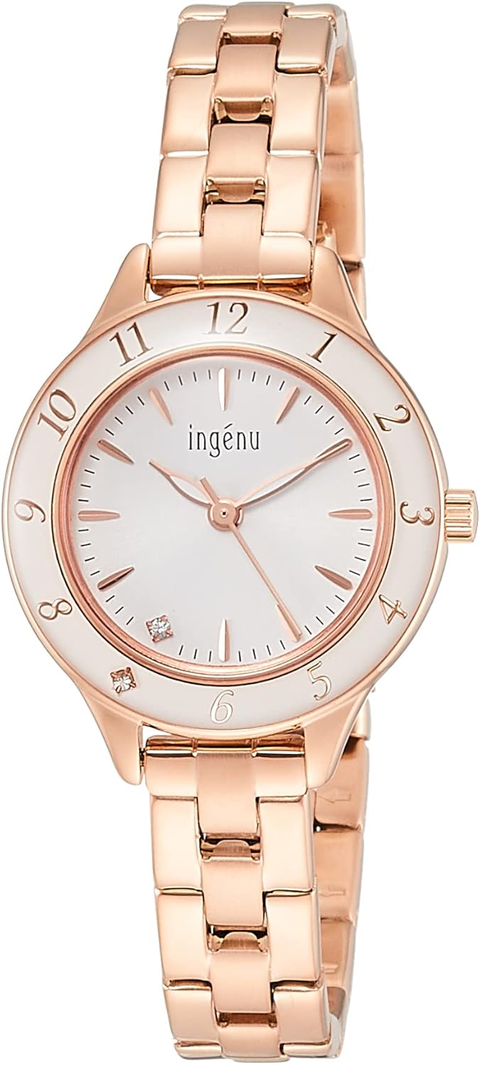 Seiko AHJK460 Women's Wristwatch, Angene, Epoach-Quarts, Pink Gold, white, Bracelet Type