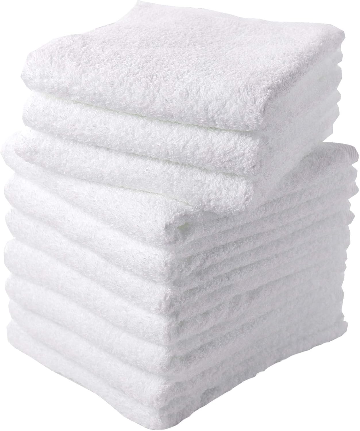 Senshu Towel Face Towel, Medium Thick, 320 Momme), Made in Japan, 100% Cotton, Water Absorbent, Commercial Use, Set of 10 Same Color, White