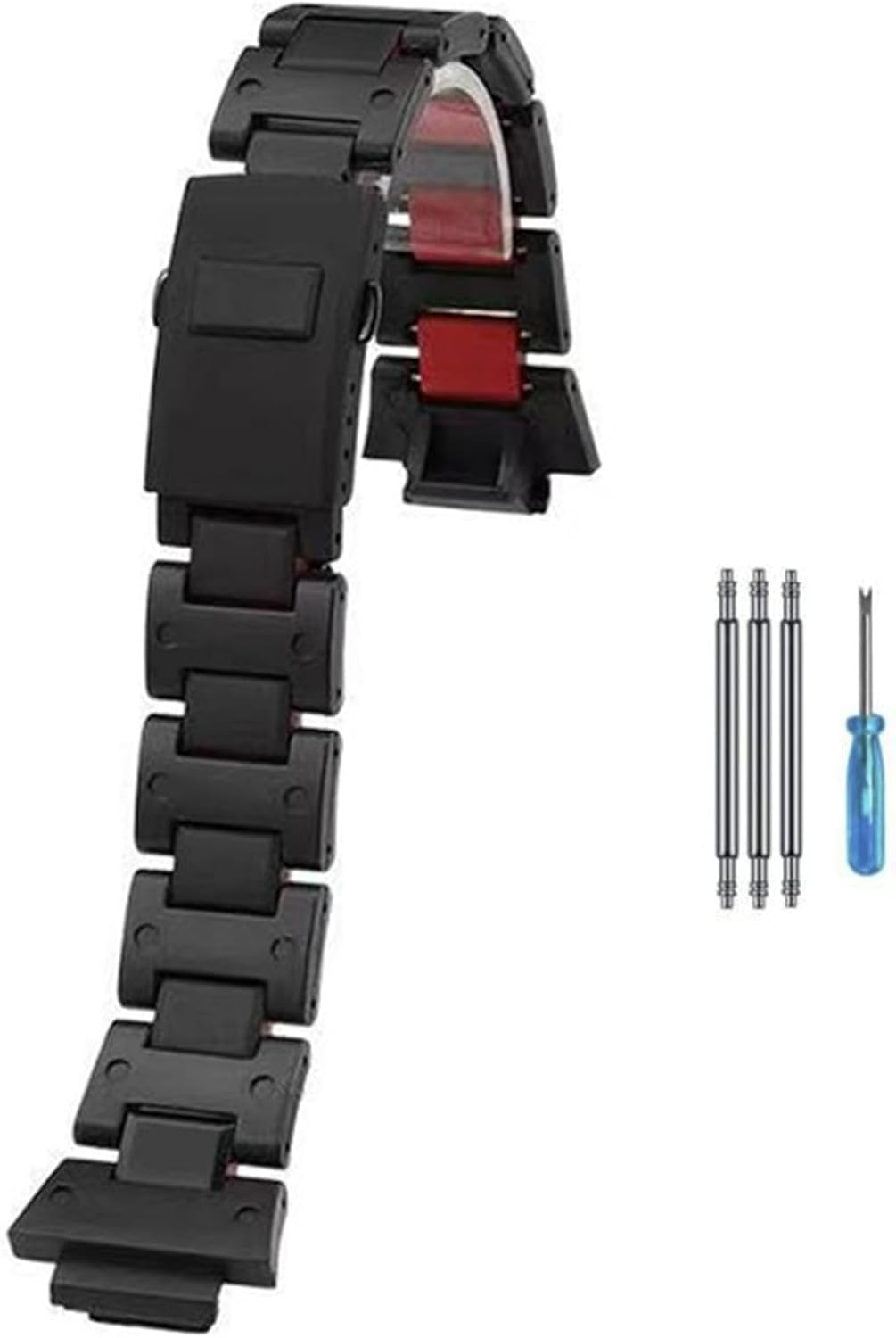 [JUSUTEK] 人気 プラスチック材質腕時計バンド コンパチブル G-SHOCK ジーショック専用 互換性 DW-5600/5000/5035/5025/GW-M5610/B5600/GA110/2100 対応 16MM幅 カスタム 樹脂+鋼 36g軽量 低アレルギー性 バンド カスタム、メンズ時計改造交換用アクセサリーセット、ツール付き腕時計のとバンドを改造する