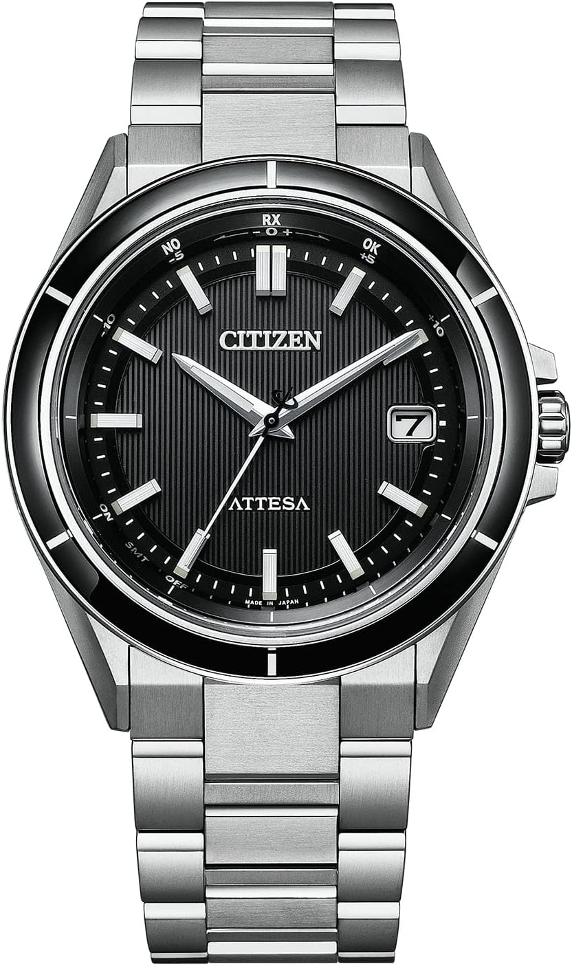 Citizen CB3030-76E Atessa ACT Line Sapphire Bezel Radio Watch Men's Silver, Black, Bracelet Type