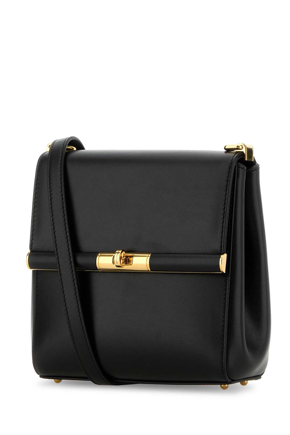 Dolce  Gabbana ドルチェ＆ガッバーナブラックレザーマレーンクロスボディバッグ - Image 1