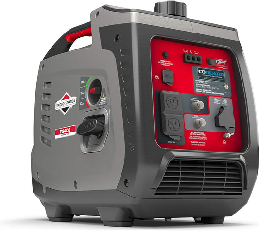Briggs & Stratton P2400 PowerSmart Series Inverter Generator with Silent Power Technology and CO Guard 2400 Start Watts, 1800 Running Watts, Black (030758)