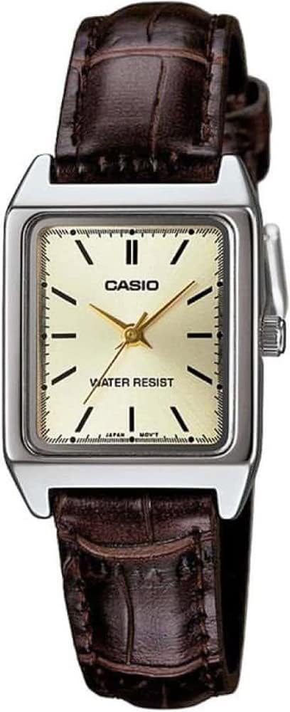 Casio LTP-V007L-9E Standard Quartz Women's Watch, Champagne Gold, Brown, Overseas Model, Champagne Gold Brown Leather LTP-V007L-9E