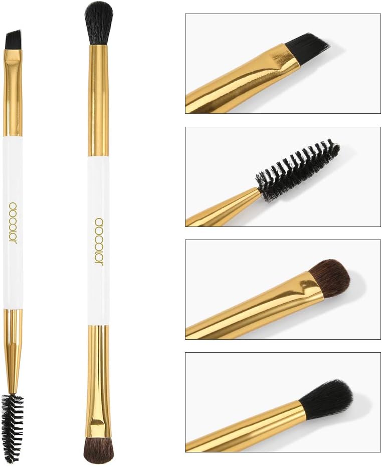 docolor Eyebrow Brush, Eyebrow Brush, Eye Makeup Brush, Eye Shadow Brush, 2-in-1 Screw Brush, Eyebrow Com, Eyebrow Makeup Brush, Eyebrow Makeup Tool, Black, White, Popular, Fiber Bristle, Soft, Easy