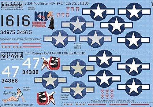 KitsWorld KW172197 1/72 B-25H Mitchell 'Kid Sister' 43-4975, 12th BG, 81st BS. B-25H 'Leroys Joy' 43-4388 12th BG, 82nd BS.