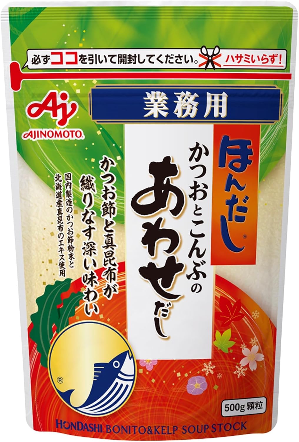 Sioditin Ajinomoto Hotashi, Bonito and Kombu-no Waseashi, Commercial Use, 17.6 oz (500 g) Bags, Broth Soup, Granules, Large Capacity