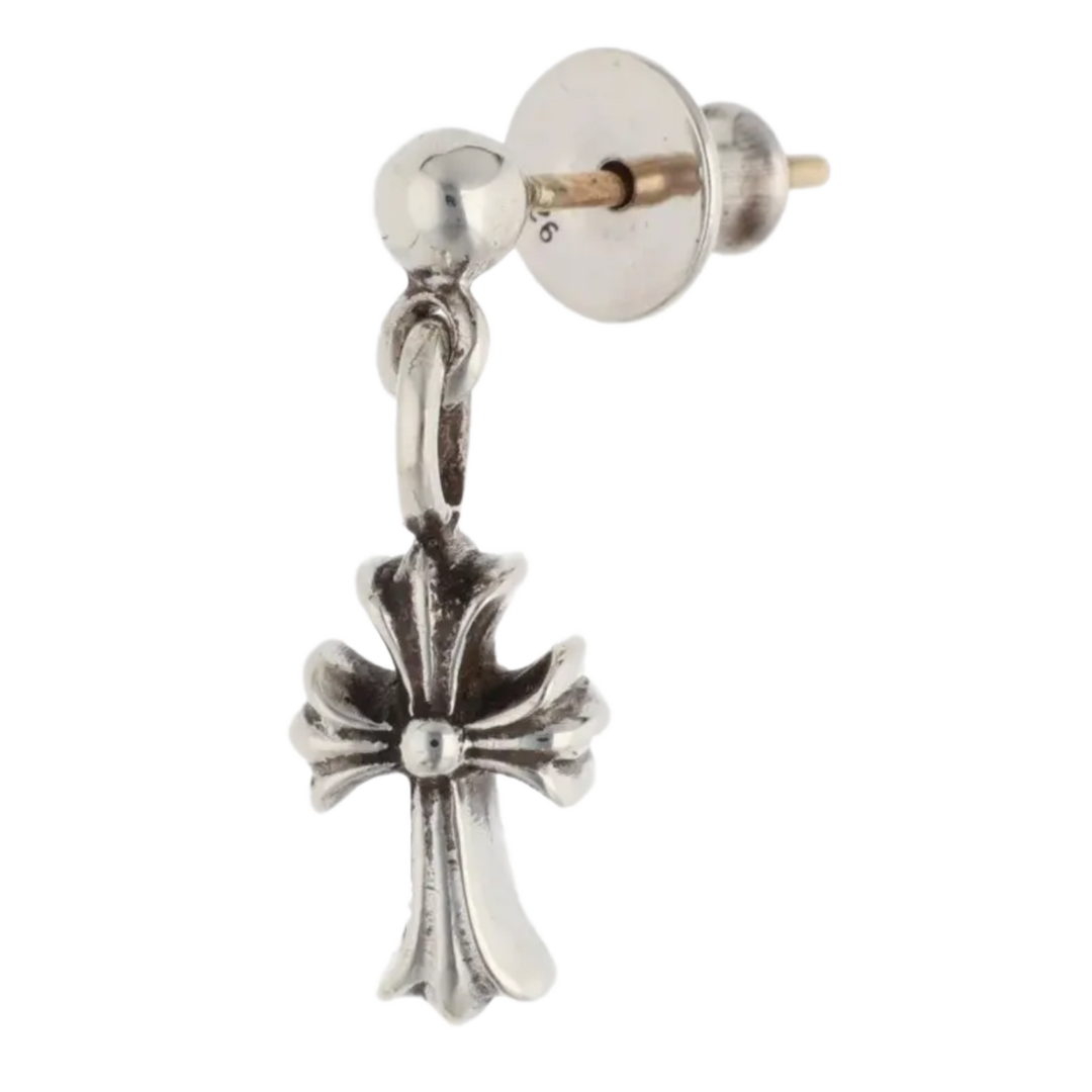 CHROME HEARTS SILVER STACK CROSS DROP EARRING