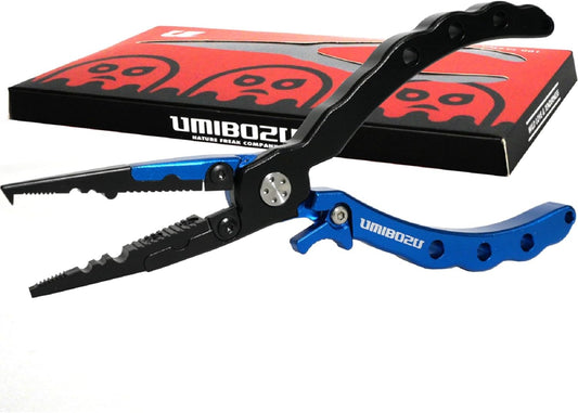 Umibozu Fishing Pliers, Domestic, Anti-Rust, Multi-functional, Needle Remover, Hook Remover, Line Cutter, Includes Safety Rope, Stainless Steel, High Performance, Ultra Lightweight (6. Blue & Black)
