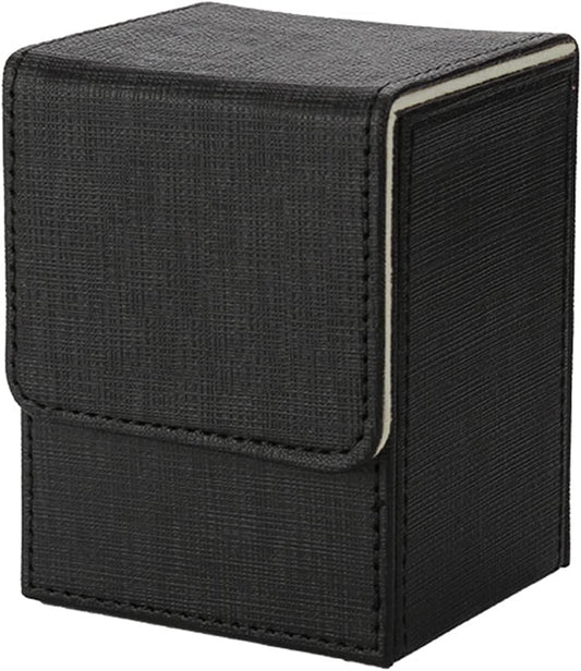 Venssu Deck Case, Trading Card Case, Vertical Insert, Magnet, PU Leather, 100 Pieces, Sleeve Compatible, "Yu-Gi-Oh! Pokemon, Duema, Various Card Game Box" (Black)