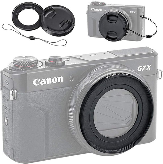 JJC Filter Adapter + Lens Cap Kit for Canon PowerShot G7X Mark III II G7XM3 G7XM2 G7X G5X