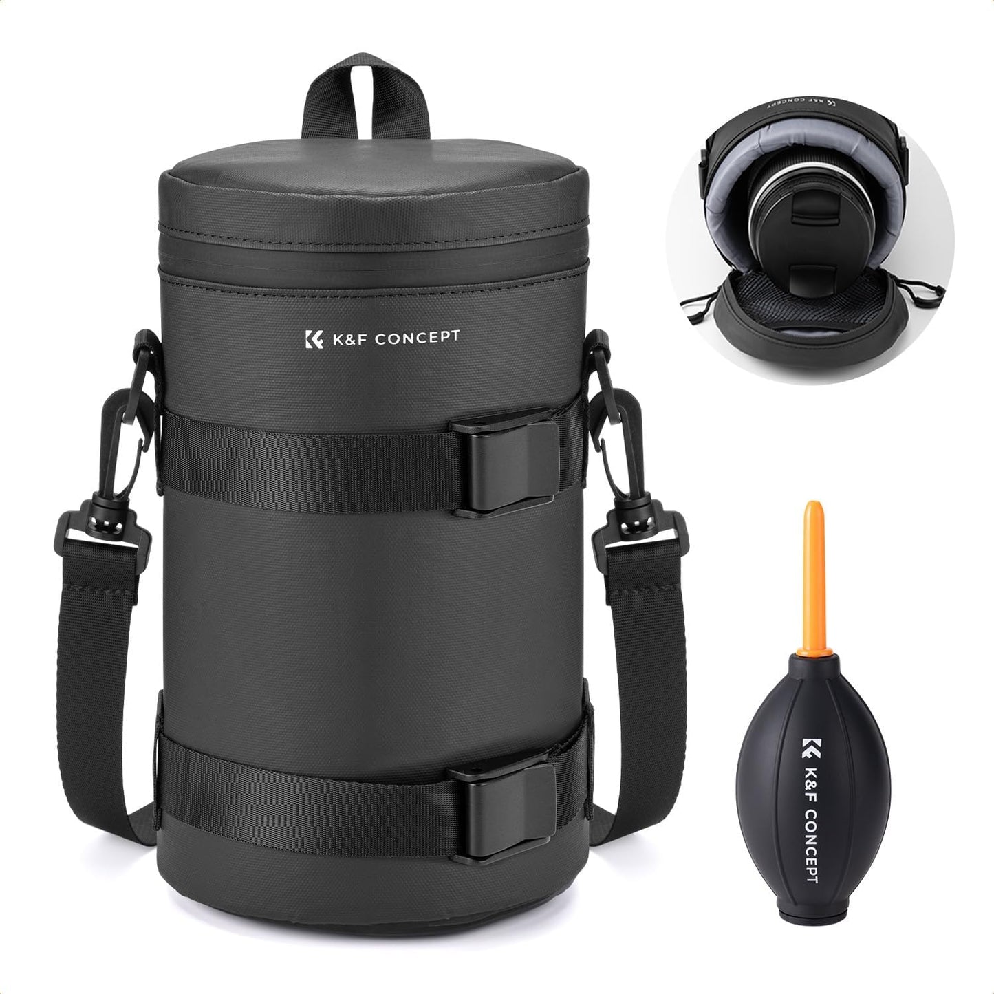 K&F Concept Camera Lens Case, Black XL, Modern