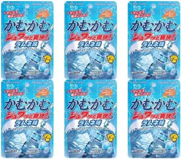 【ビタミンC配合】かむかむ シュワッと爽快！ラムネ味 30g チューイングキャンディ (【まとめ買い】6袋)