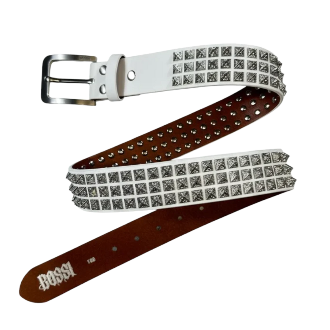 BOSSI 'SILVER ON WHITE' STUDDED BELT