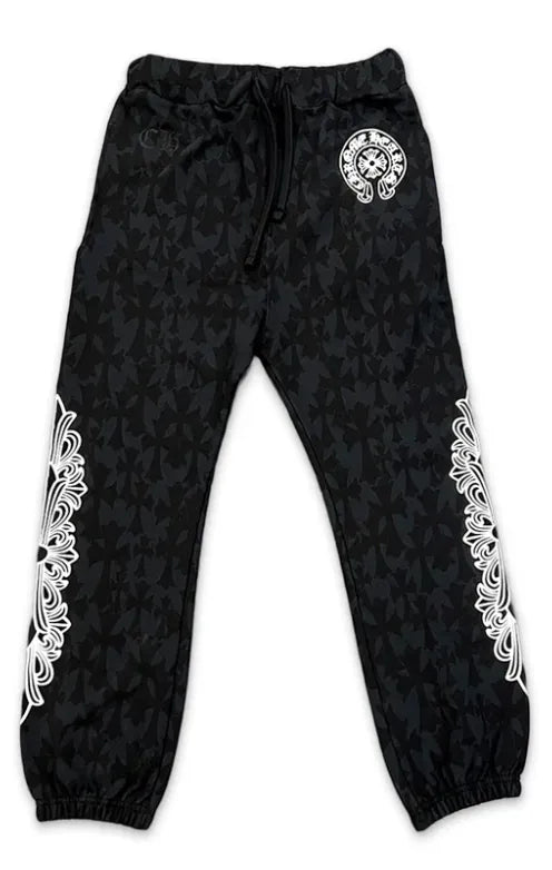 CHROME HEARTS ALL OVER 'CEMETERY PRINT' BLACK SWEATPANTS