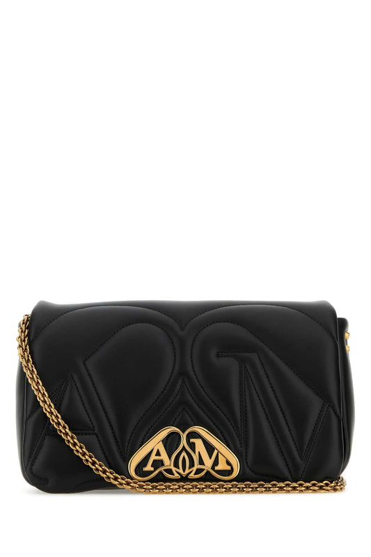 Alexander Mcqueen アレクサンダーマックイーンブラックレザースモールシールショルダーバッグ - Image 1