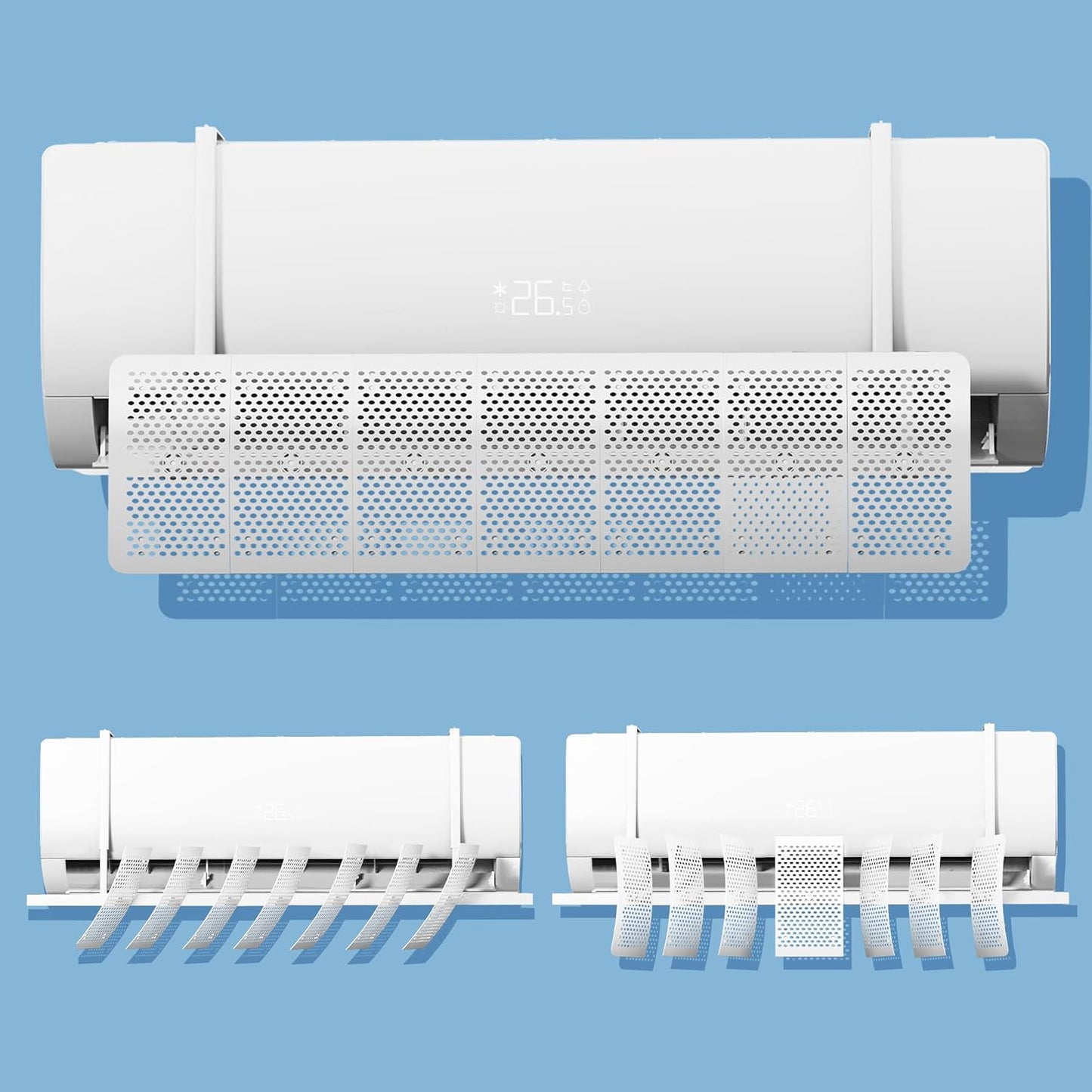 Air Conditioner Windbreak Air Conditioner Windbreak Cover Up-Down-Left-Right Wind Direction Adjustment Panel Wind Direction Vertical and Horizontal 180° Adjustment 7-Louver Design Wind Volume