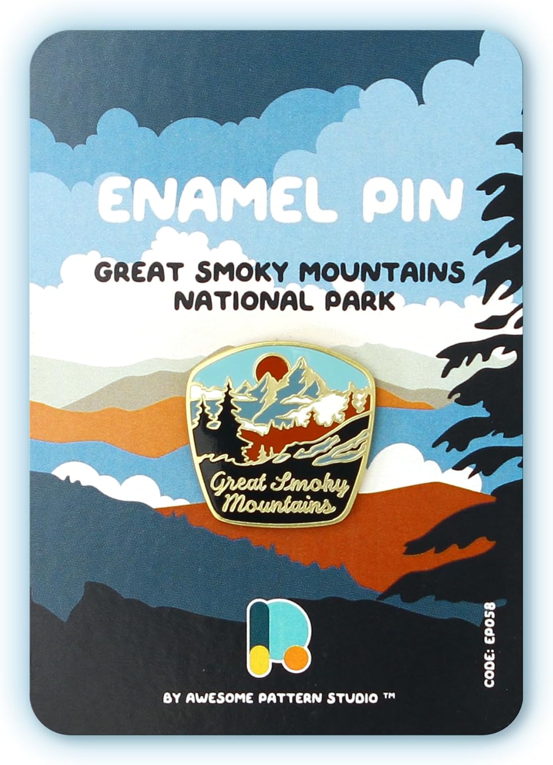 Pin esmaltado – Parque Nacional de las Grandes Montañas Humeantes (diseño simple). Edición de coleccionista, Pin de recuerdo duradero y elegante para mochilas, chaquetas, sombreros y accesorios,