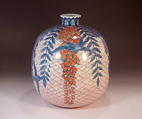 Traditional Craftwork|Dyed Brocade Aokanami Fujienenoe Urn|Arita Ware / Imari Pottery Vase | Ceramic House Fujii Nishiki