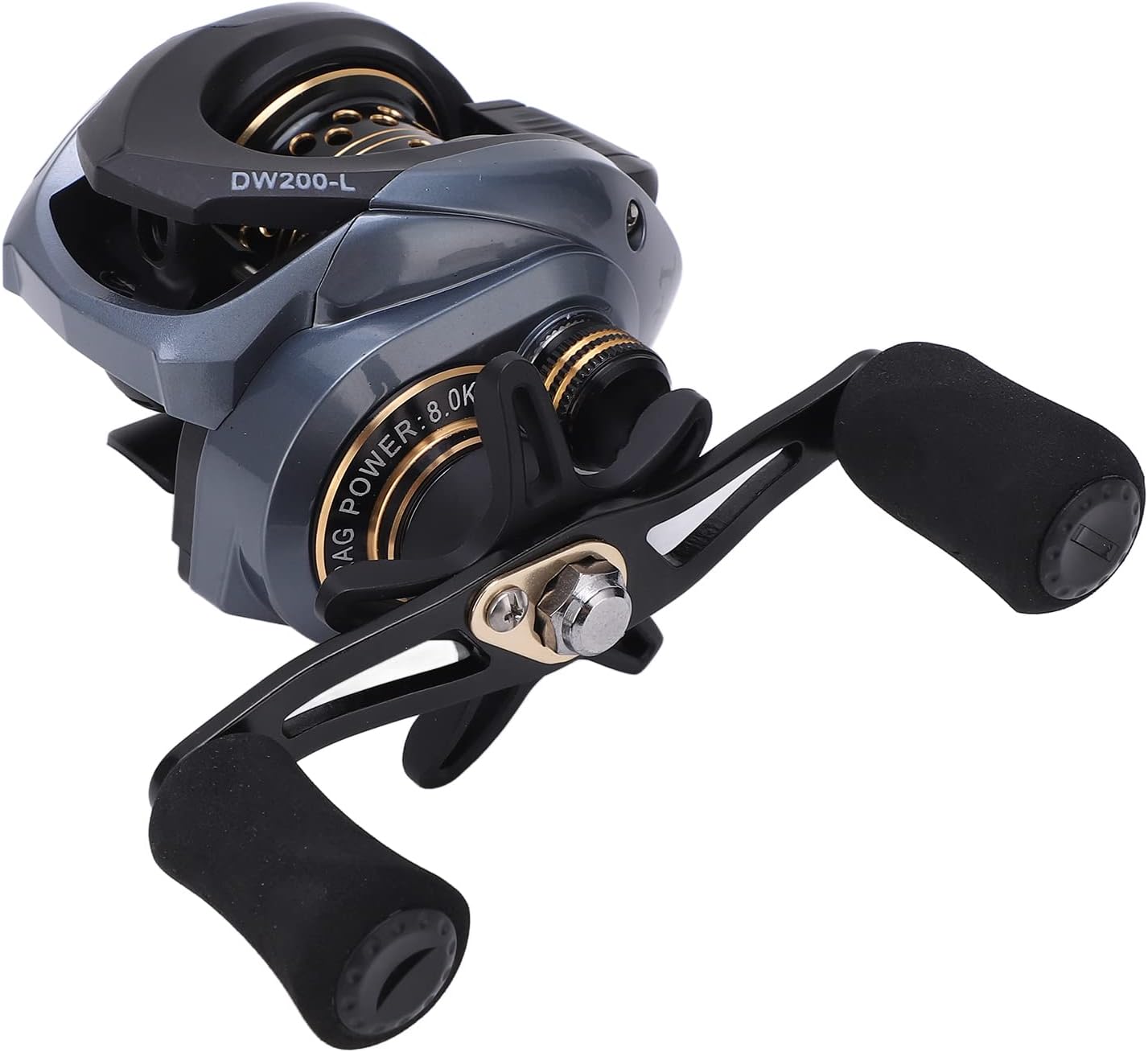 Baitcasting Reel, Dual Brake Lure Fishing Reel with Micro Wire Cups for All Water Areas (Left Hand)