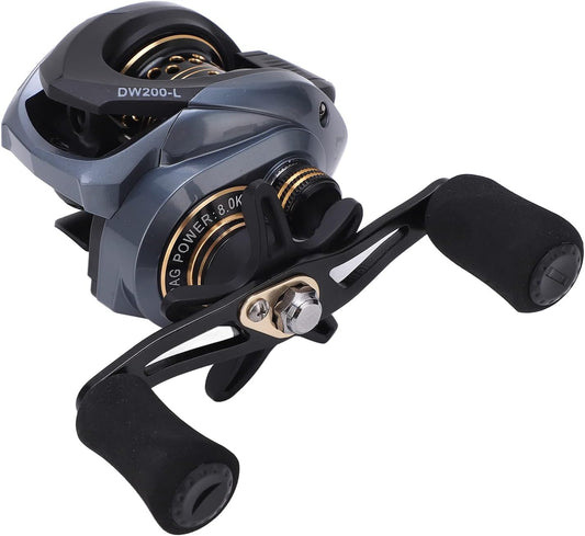 Baitcasting Reel, Dual Brake Lure Fishing Reel with Micro Wire Cups for All Water Areas (Left Hand)