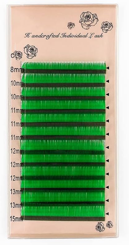 Color False Eyelash C Curl Luxury Fiber Party Stage Recital Gal Fashion Eyelash Extensions for Exeron Commercial Use (Green)