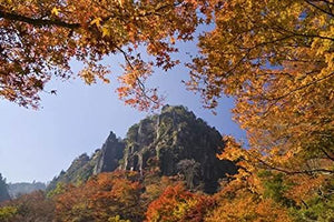【日本の風景／地名のポストカード】大分県中津市 耶馬溪の岩峰と燃えるような紅葉 はがき お土産 ハガキ 撮影/絶景.com