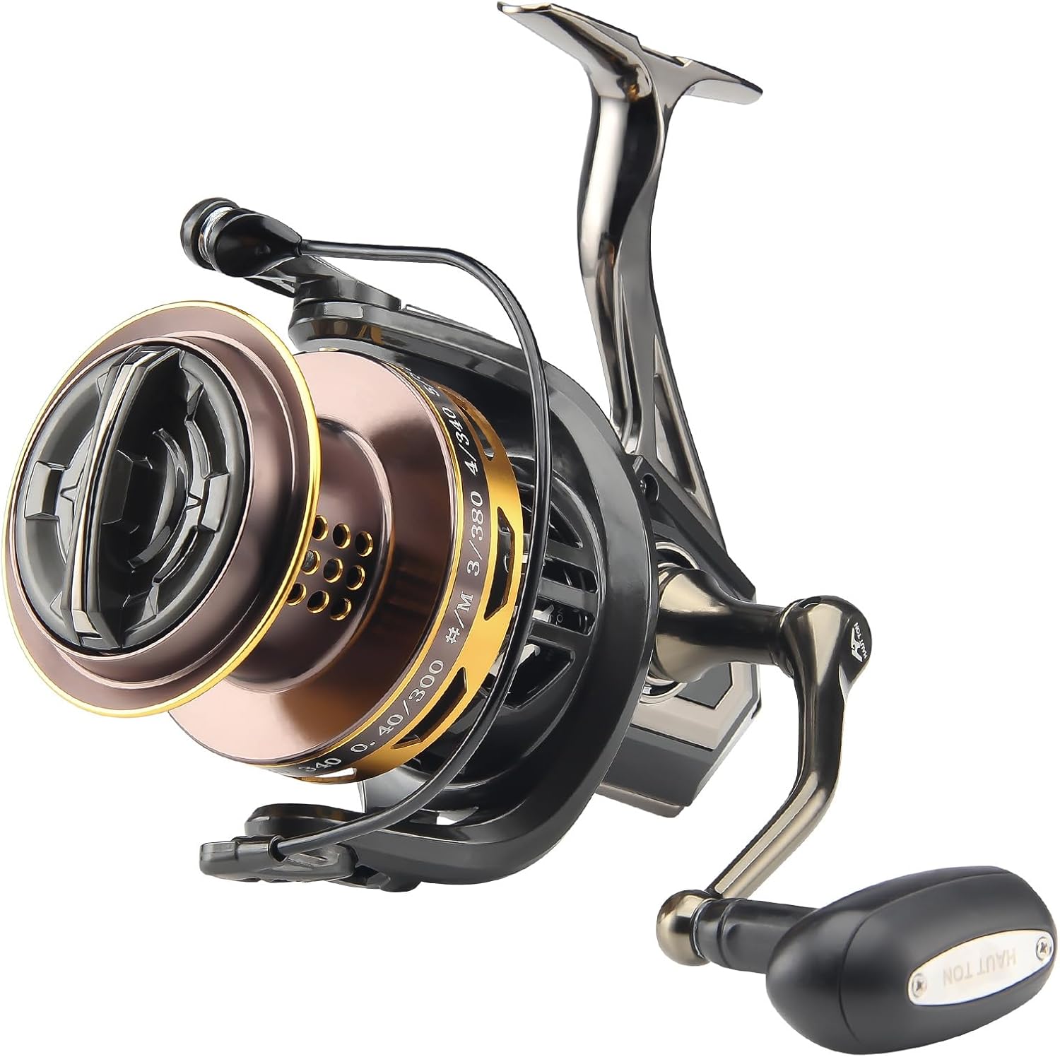 HAUT TON Spinning Reel 8000/9000/10000/12000/14000 Series 17+1BB Graphite/Metal Frame Surf Fishing Reel 4.8:1 Gear Ratio 55lb Drag Medium/Heavy Long Casting Coastal Offshore Saltwater Monster Fish