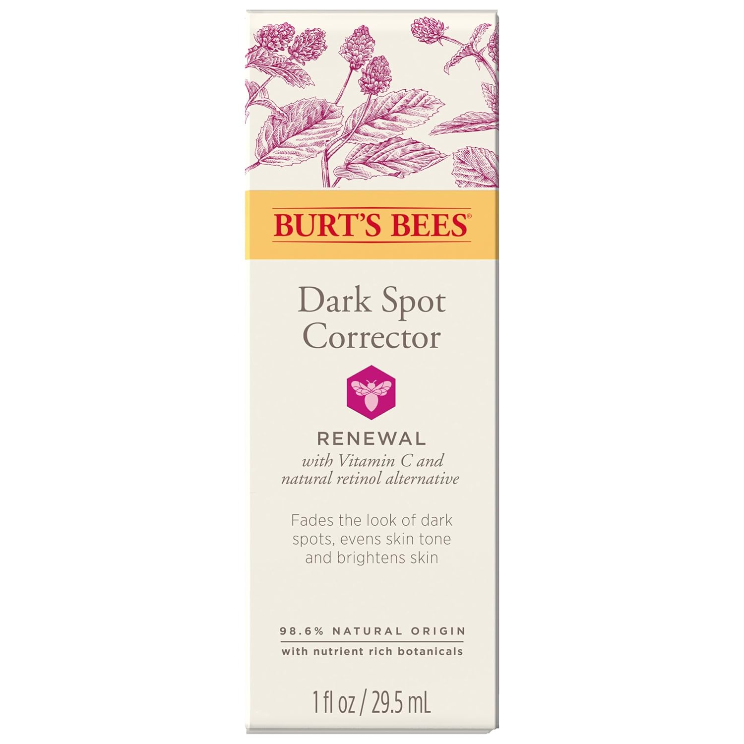 Burt's Bees Renewal - Corrector de manchas oscuras con alternativa de retinol, Bakuchiol natural, frambuesa, 1 onza (el paquete puede variar)