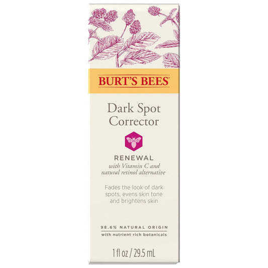 Burt's Bees Renewal - Corrector de manchas oscuras con alternativa de retinol, Bakuchiol natural, frambuesa, 1 onza (el paquete puede variar)