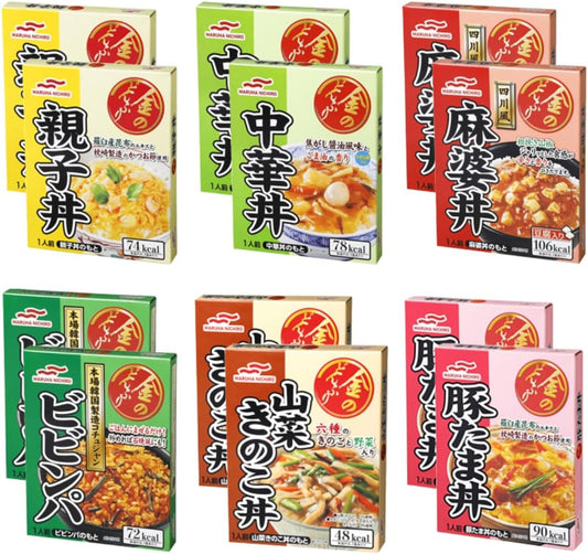 Maruha Nichiro Gold Donburi, 6 Types x 2 Each, Total of 12 Pieces, Eating Comparison Assortment Set, Original Tissue Included