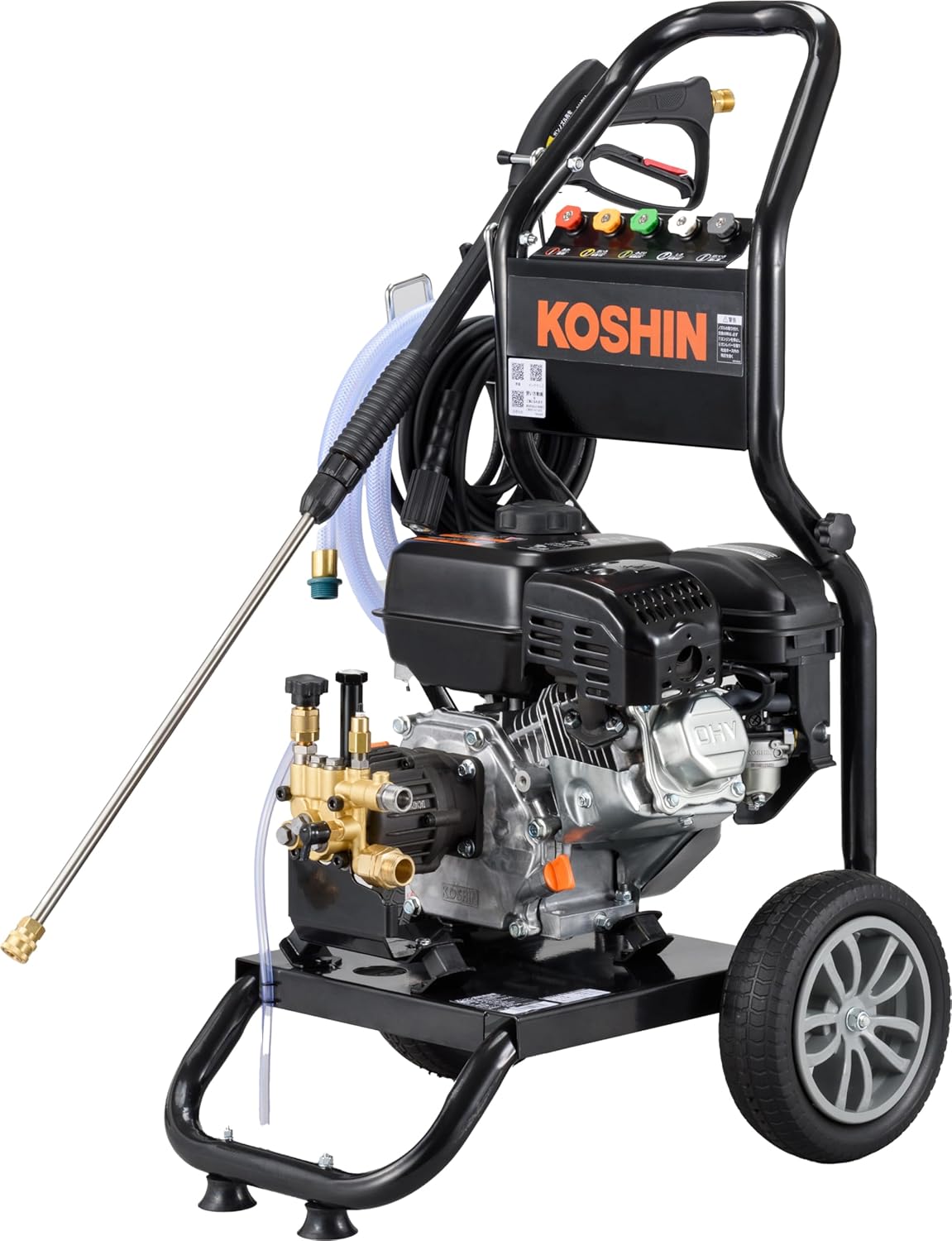KOSHIN Engine-type High Pressure Washer 17MPa with Wheel Type JCE-1710 Self-Primping Direct Water Connection Agricultural Machinery Strong Cleaning Black