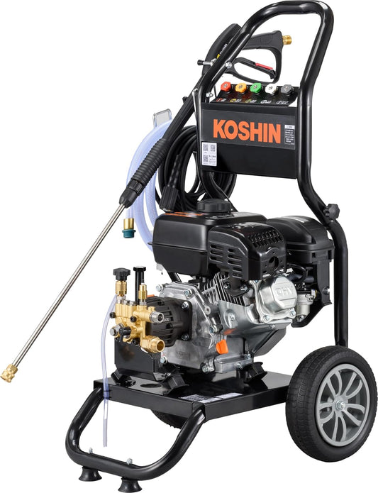 KOSHIN Engine-type High Pressure Washer 17MPa with Wheel Type JCE-1710 Self-Primping Direct Water Connection Agricultural Machinery Strong Cleaning Black