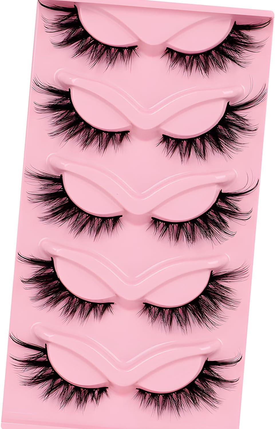 WALWAL Fox False Eyelashes - Natural Curly 3D Volume Fake Mink Lashes, Perfect for Cat Eye Makeup! Fluffy, Light and Attractive (Fox Style F, 5 Pairs)