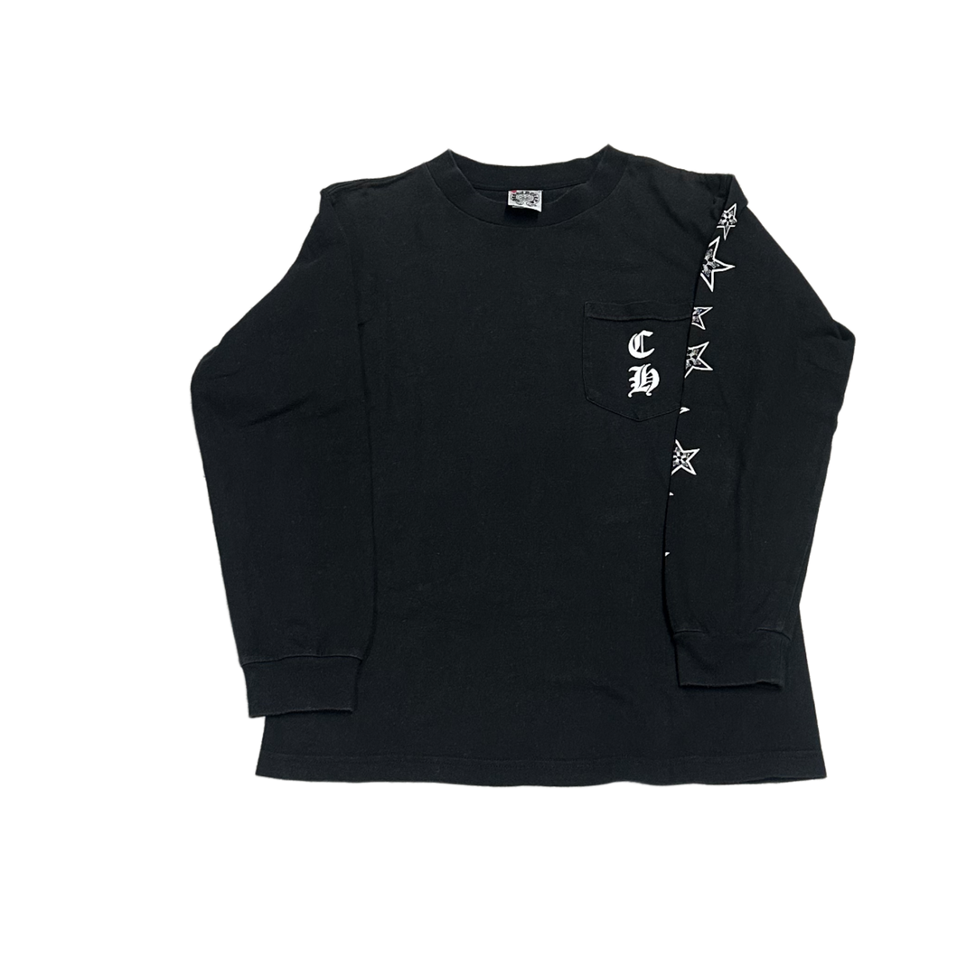 CHROME HEARTS 'BLACK' VINTAGE VERTICAL LOGO HORSESHOE LONGSLEEVE TEE