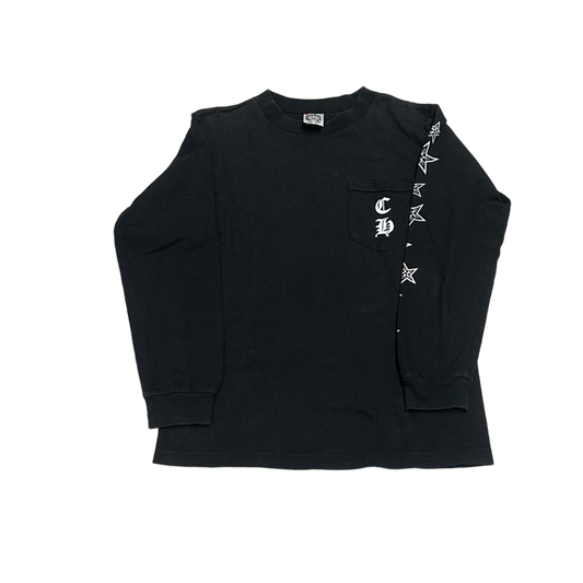 CHROME HEARTS 'BLACK' VINTAGE VERTICAL LOGO HORSESHOE LONGSLEEVE TEE