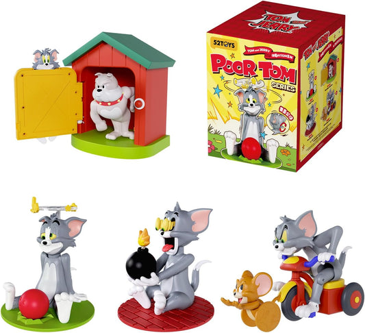 52TOYS x TOM and JERRY Poor TOM Series Movable Blind Box Spring Toy, Blind Box Trading Figure, Collectible Figure, Painted Toy Toy Toy for Cartoon Fans Kids Collectors Birthday Christmas Gift (1