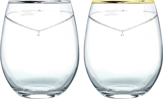 LARA Christie lh-84-0001p Glass Pair Platinum, Gold Rimmed Tumbler