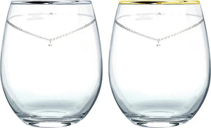 LARA Christie lh-84-0001p Glass Pair Platinum, Gold Rimmed Tumbler