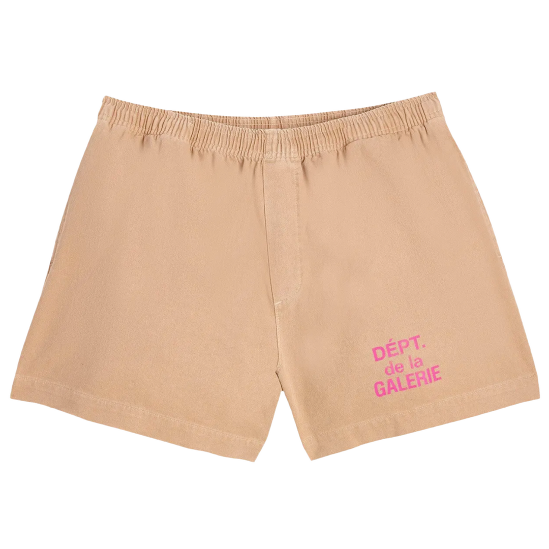 GALLERY DEPT. 'ZUMA FRENCH LOGO' CREAM PINK SHORTS