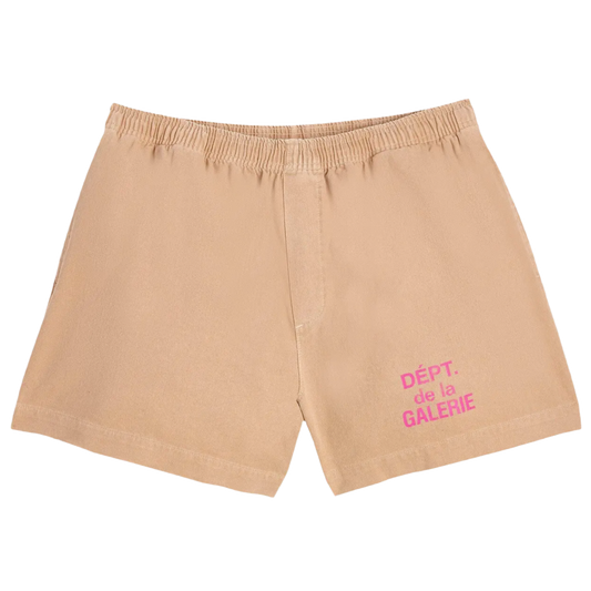 GALLERY DEPT. 'ZUMA FRENCH LOGO' CREAM PINK SHORTS
