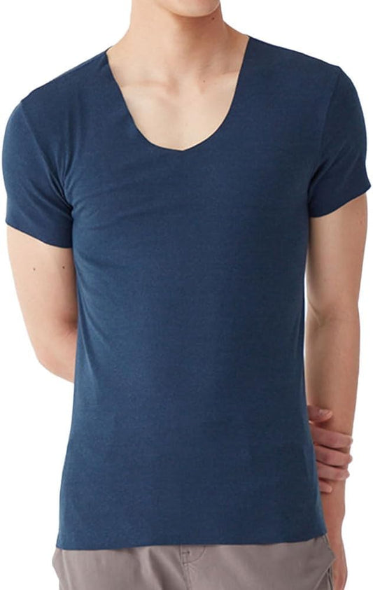 GUNZE YG NEXTRA CUT OFF, Regular Fit, Short Sleeve, V-Neck, Natural Heat Generation, Made in Japan, Room Drying, Antibacterial, USA Cotton, Men's