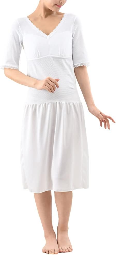 Gramore FT0093 Comfortable Underwear, Kimono Inner, 5/4 Sleeves, Built-In Bra, One-Piece Kimono Bra, Sweat Pad Included, Yukata, Hadanjuban