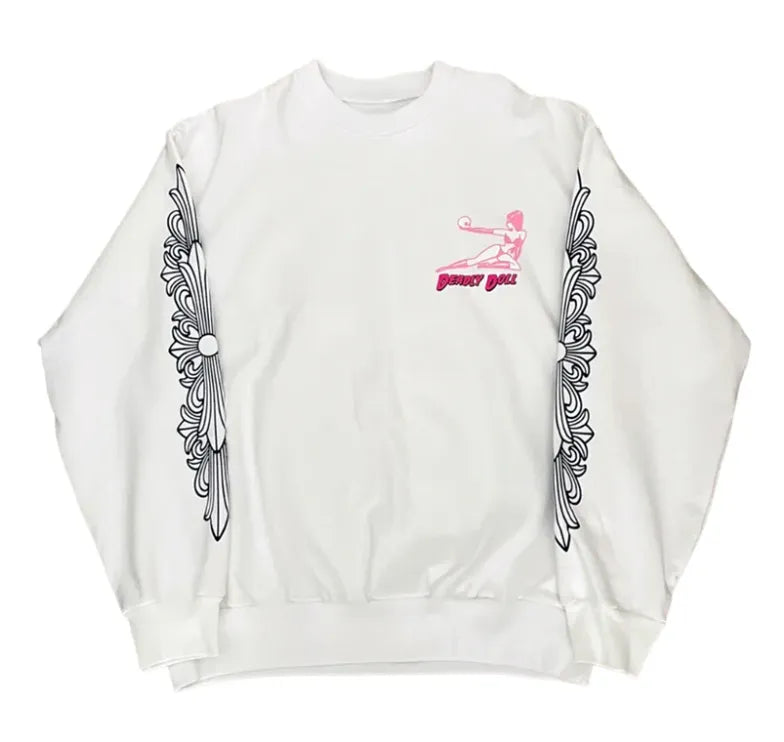 CHROME HEARTS DEADLY DOLL 'CRY ON ME' WHITE CREWNECK