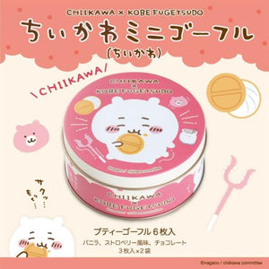 【Authentic Product】 Kobe Fugetsudo Chiikawa Mini Gaufrette Cookies in a Can 【Chiikawa】 6 pieces (Vanilla Strawberry flavor Chocolate 3 pieces x 2 bags)