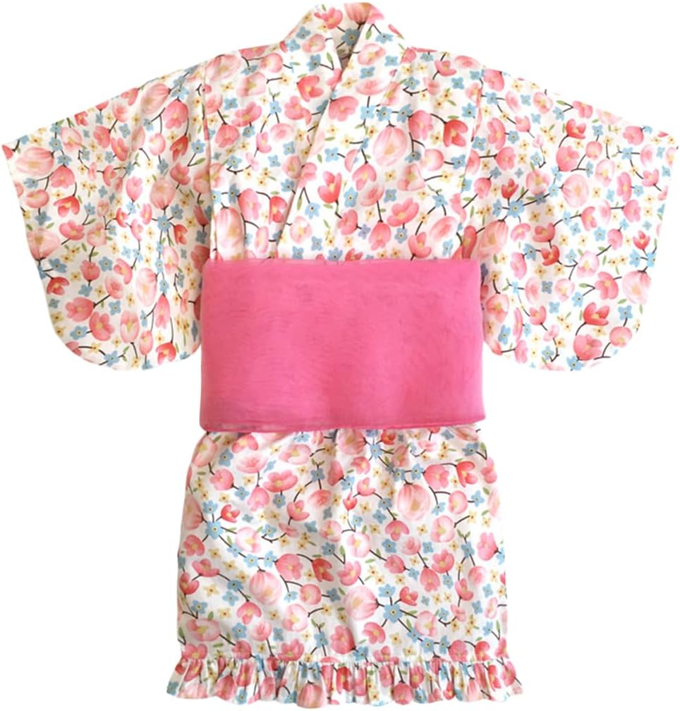 SLINX HF12 Yukata, Girls, Children, Baby, Kids, Summer Festival, Summer Kimono, Yukata, 3-piece Set, Obi Set, One Piece, Yukata Dress, Fireworks Festival