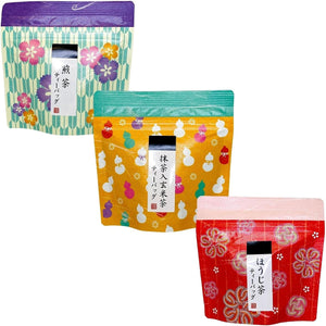 Classic Tea Set of 3 Types (Kakawa Deep Steamed Green Tea, Sponged Tea, Brown Rice Tea from Shizuoka), Japanese Tea, Green Tea, Tea Bags, Sino Shoten